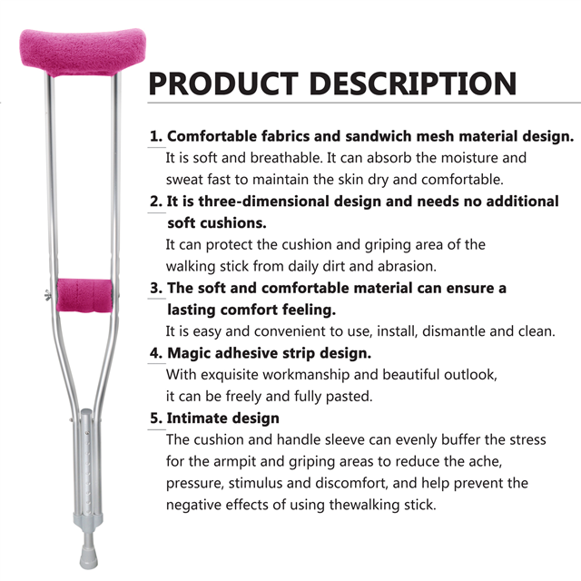 GUOER Crutch Underarm Pads Crutch Pad Crutch Hand Grip Covers Crutch Cover Washable CP02