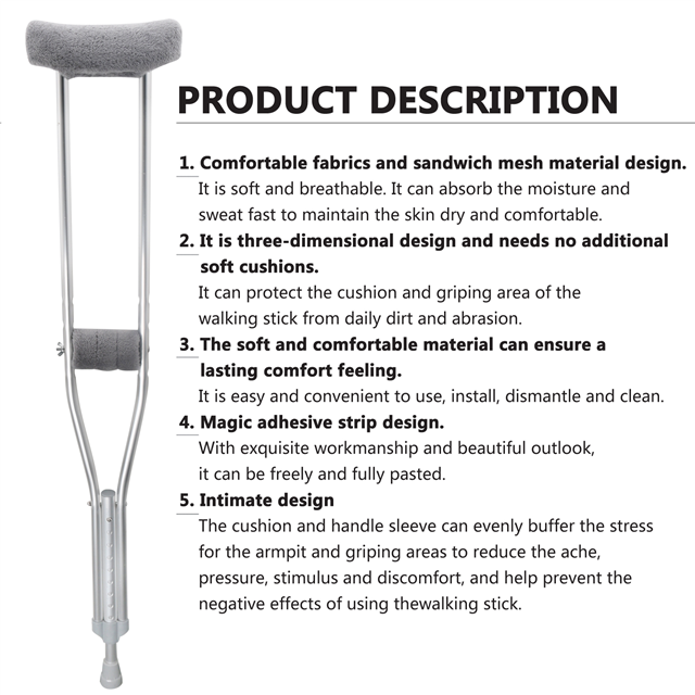 GUOER Crutch Underarm Pads Crutch Pad Crutch Hand Grip Covers Crutch Cover Washable CP06