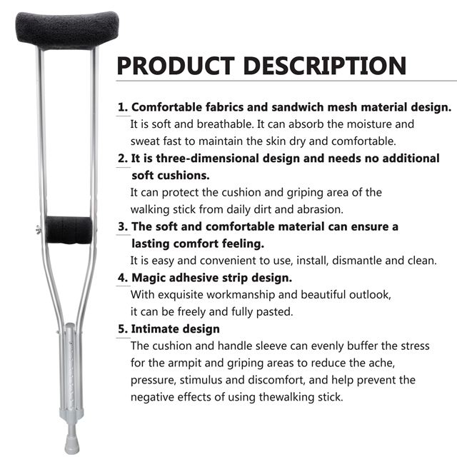 GUOER Crutch Underarm Pads Crutch Pad Crutch Hand Grip Covers Crutch Cover Washable CP01